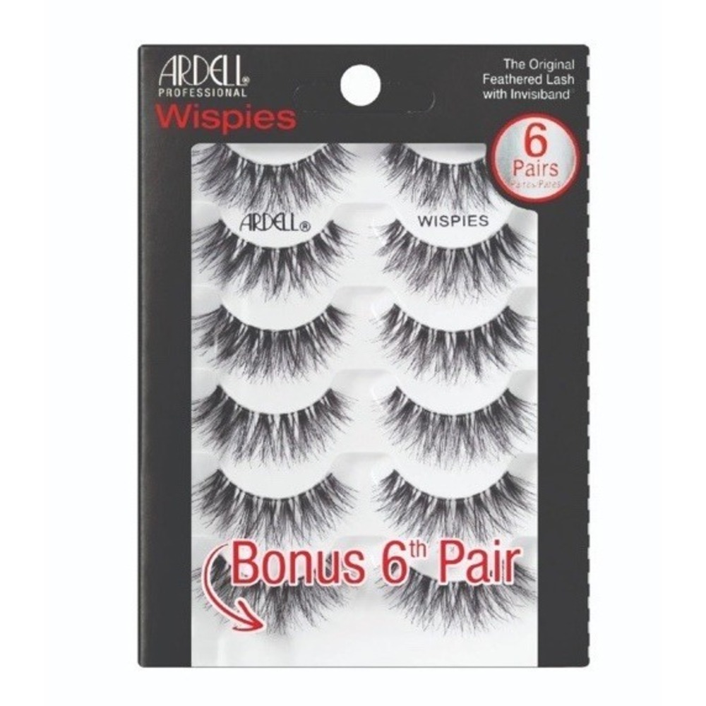 Ardell Wispies Eyelashes Black 6 Pairs The Original Feathered Lash W/ Invisiband